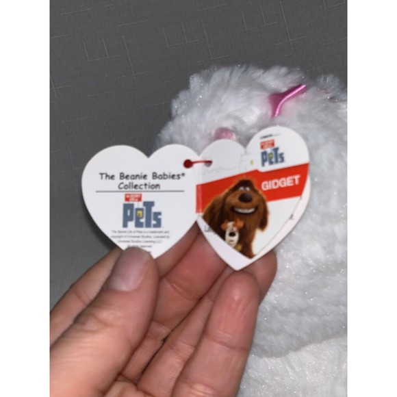 TY Secret Life of Pets Gidget Dog Stuffed White Pomeranian Plush 6" - Picture 8 of 11